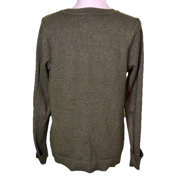 Women’s Olive Knit Pullover Sweater Button Shoulder Cozy Fall Casual Layering Lg - Picture 3 of 9
